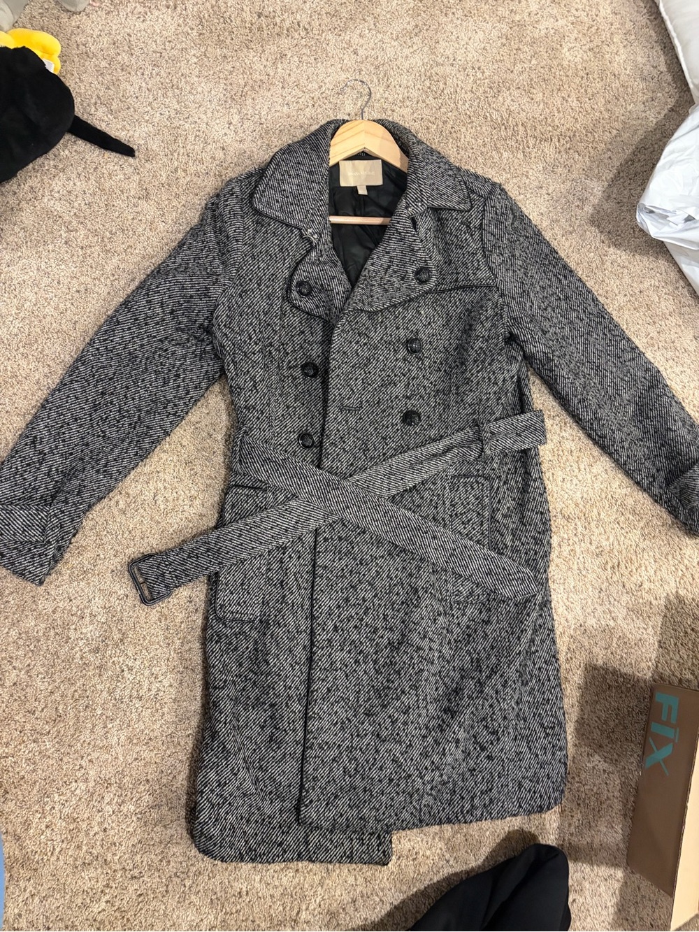 Banana Republic Gray Herringbone Double-Breasted Pea Coat